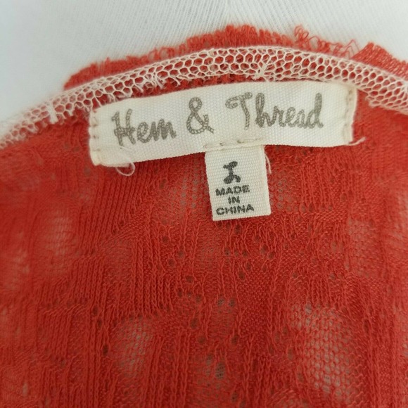 Hem & Thread Lace Net dress Sleeveless Boho Summer Tangerine - Picture 9 of 10